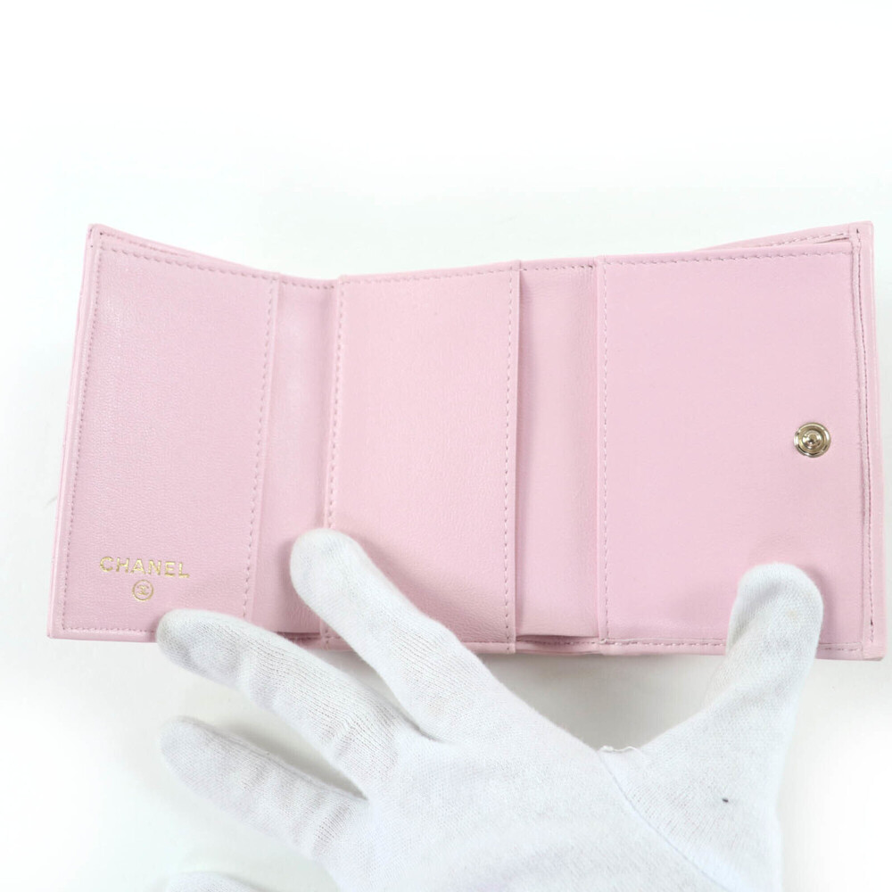 CHANEL Pink Lambskin Leather Logo Wallet - Picture 7 of 13